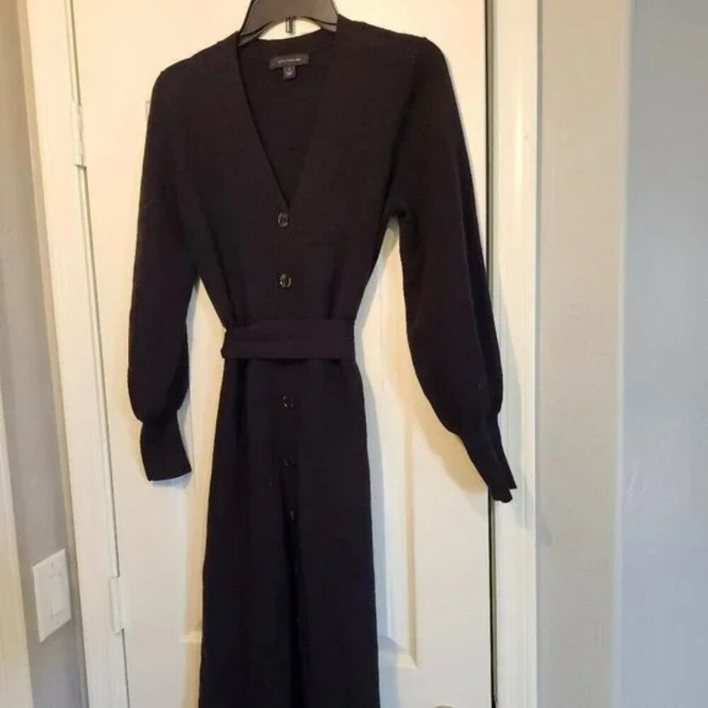 Ann Taylor Black Sweater Dress Long Sleeves Small